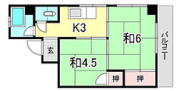 西林ビル 3階2Kの間取り