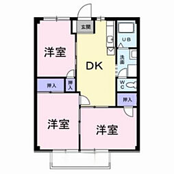 ニューシティ久保田 2階3DKの間取り