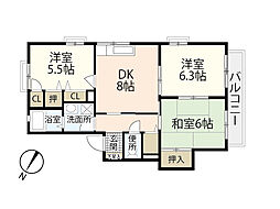 クレール日吉 2階3DKの間取り