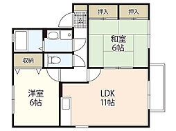 セジュール行友 2LDKの間取図画像