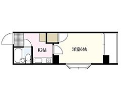 パルコープ庚午 3階1Kの間取り