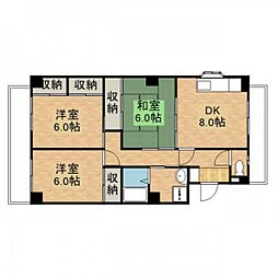 宮田コーポ 3階3DKの間取り