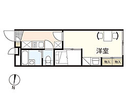 レオパレス己斐中壱番館 2階1Kの間取り