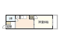 コーポいけぐち 5階1DKの間取り