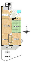 パークハイム田方 1階3LDKの間取り