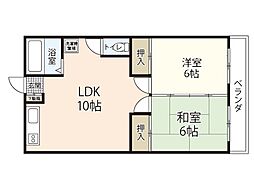サン・マリオビル 5階2LDKの間取り