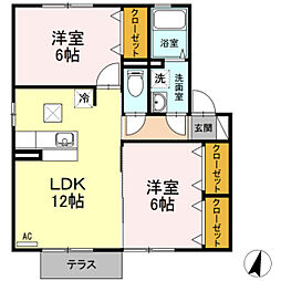 メゾン四季壱番館 1階2LDKの間取り