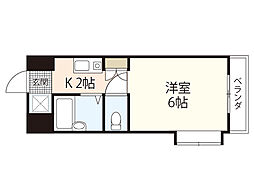 アヴニール古市橋 3階1Kの間取り
