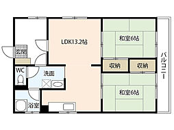 大松己斐ビル 2LDKの間取図画像