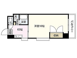 プレリュード海田 3階1Kの間取り