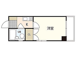 リーベイースト7 4階1Kの間取り