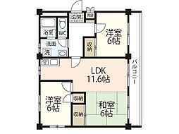 F.F.ハイム 3LDKの間取図画像