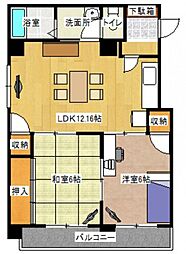 グリームマンション 2階2LDKの間取り