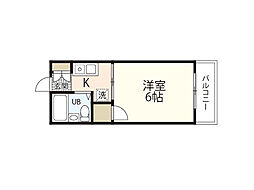 エレガンスＥ．Ｈ 2階1Kの間取り