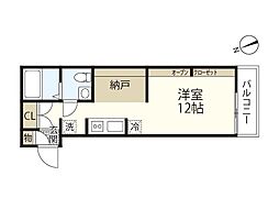 ＧＲＩＴ吉浦 3階ワンルームの間取り