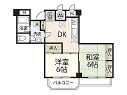 みのりハイム 5階2DKの間取り