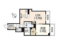 フィグ古江東町 2階1LDKの間取り