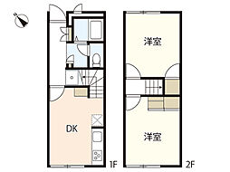 レオパレスファミールD 1階2DKの間取り