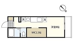 ＭＩＮＥＲＡＬＩＡ宮島口 1階ワンルームの間取り