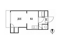 パル翠町(シングル) 4階ワンルームの間取り