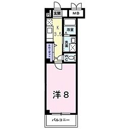 コリウス 3階1Kの間取り