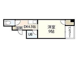 柏原ビル 4階1DKの間取り
