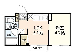 マリアンテ 3階ワンルームの間取り
