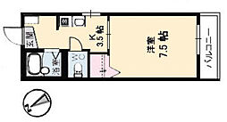 ディアス吾妻 2階1Kの間取り