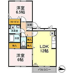 ラフィネ安芸　弐番館 3階2LDKの間取り