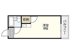 パステルクボ16 5階ワンルームの間取り