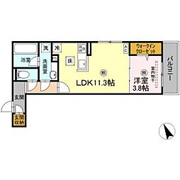 campanella舟入南 1LDKの間取図画像