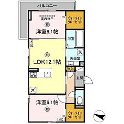 パークコート東雲 2階2LDKの間取り