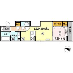 パークコート東雲 2階1LDKの間取り
