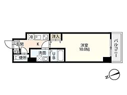 エイトバレー43平和大通り 7階1Kの間取り
