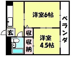 コムメイトマンション 3階2DKの間取り