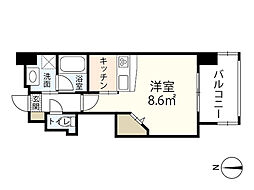 フリートフォルヴィラ 3階ワンルームの間取り