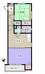 エーデル吉島西 3階2DKの間取り