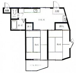 ハニーヴィラ3 3階2DKの間取り