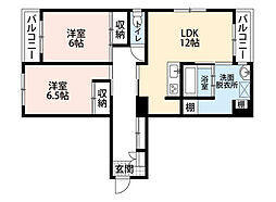 松本第一ビル 1階2LDKの間取り