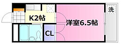 宇品東タニックス 4階1Kの間取り