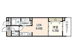ＦＬＡＸ十日市 7階1LDKの間取り
