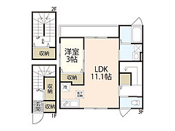 メゾンカリーノ牛田新町NO1 3階1LDKの間取り