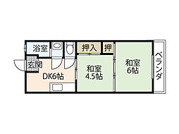 芸南マンション 4階2DKの間取り