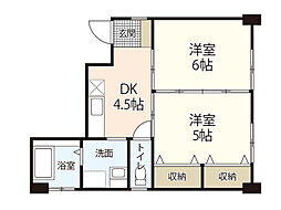 エオス竹屋町 6階2DKの間取り