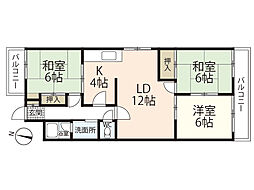 吉岡第二ビル 3階3LDKの間取り