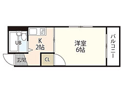 第41戸坂ビル 3階1Kの間取り