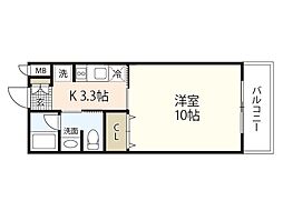 ＪＲＢハイツ矢野I番館 2階1Kの間取り