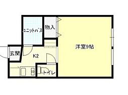 エスティーム皆実町 3階1Kの間取り