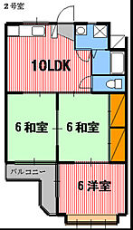 コーポねずみや 1階3DKの間取り