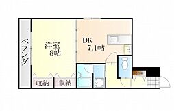 カドモトＢＬＤ 2階1LDKの間取り